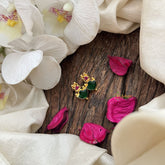 Vriksham Designer Gold Plated Kerala  Palakka Green & Pink Stud Earrings-G19906